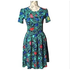 LuLaRoe Women's S Amelia Midi Dress Floral & Vines All Over Print Modest NWT